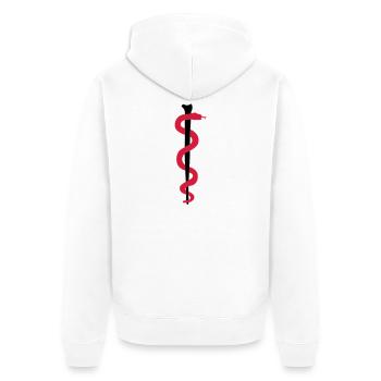 Rod of Asclepius - Unisex Premium Organic Zip Hoodie - white - Back - Thijin (182cm)