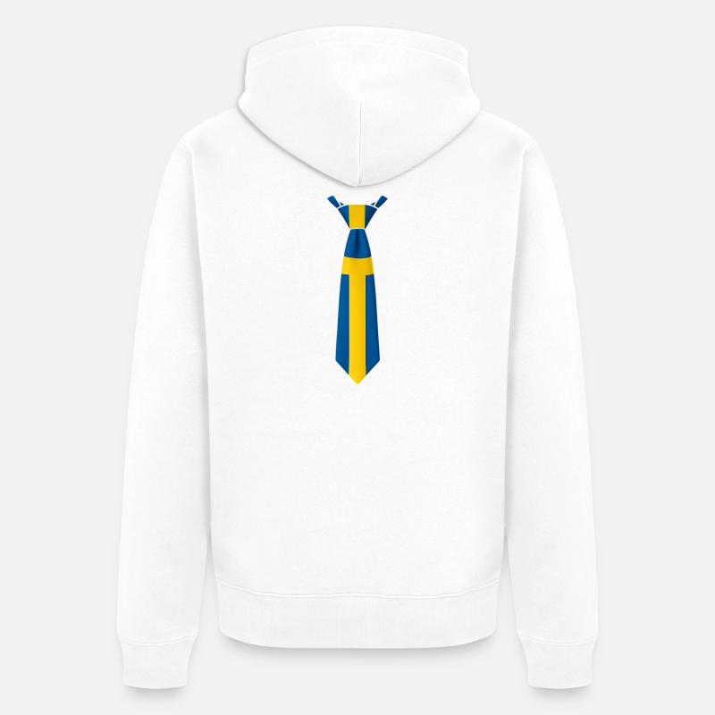 Drapeau suédois à cravate rayée - Veste à capuche bio Premium Unisexe - blanc