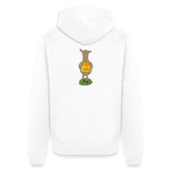 Llama with colorful backpack - Unisex Premium Organic Zip Hoodie - white - Back - Thijin (182cm)