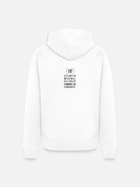18 - Unisex Premium Bio Zip Hoodie - Weiß