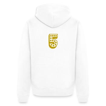 5. 5 YEARS. 5th ANNIVERSARY. 5 YEAR ANNIVERSARY - Unisex Premium Organic Zip Hoodie - white - Back - Thijin (182cm)