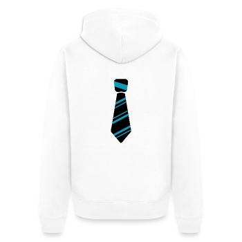 Krawatte Blau - Unisex Premium Bio Zip Hoodie - Weiß - Hinten - Thijin (182cm)