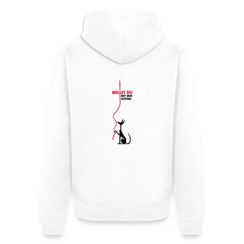 willst du mit mir gehen? - Unisex Premium Bio Zip Hoodie - Weiß - Hinten - Thijin (182cm)