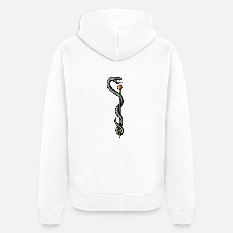 Aesculapstab - Unisex Premium Bio Zip Hoodie - Weiß