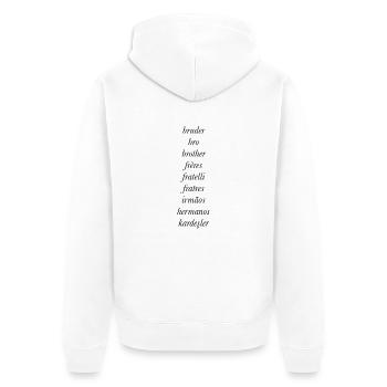 Bruder in verschiedenen Sprachen - Unisex Premium Bio Zip Hoodie - Weiß - Hinten - Thijin (182cm)