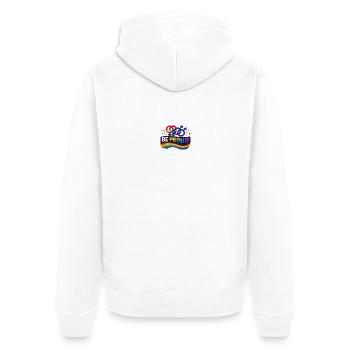 Be Proud Rainbow Pride Emblem - Unisex Premium Organic Zip Hoodie - white - Back - Thijin (182cm)