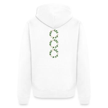 Couronne florale de tulipes roses - Veste à capuche bio Premium Unisexe - blanc - Dos - Thijin (182cm)