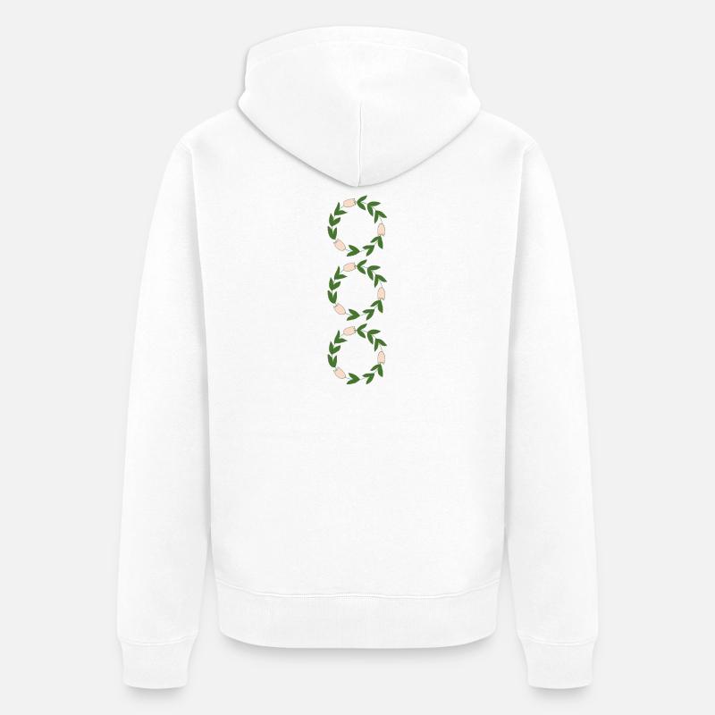 Couronne florale de tulipes roses - Veste à capuche bio Premium Unisexe - blanc