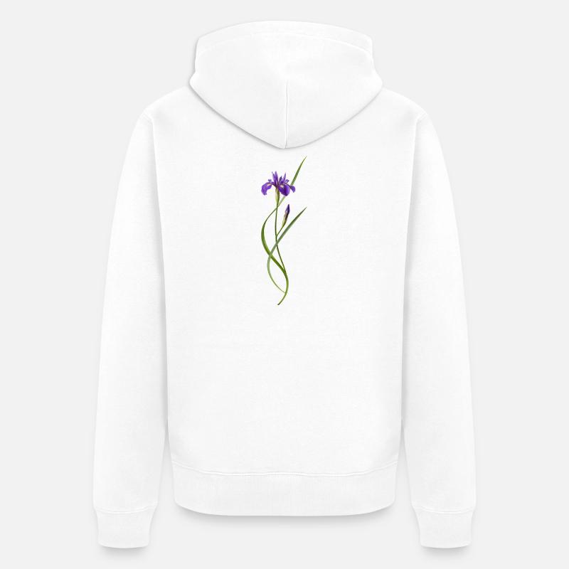 Iris dans le style zen japonais - Veste à capuche bio Premium Unisexe - blanc
