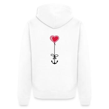anker herz matrose kapitaen seemann schiff boot me - Unisex Premium Bio Zip Hoodie - Weiß - Hinten - Thijin (182cm)