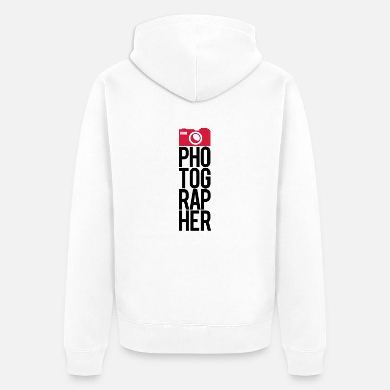 Logo du texte photographe - Veste à capuche bio Premium Unisexe - blanc