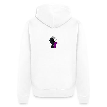 asexuell erhobene Faust - Unisex Premium Bio Zip Hoodie - Weiß - Hinten - Thijin (182cm)