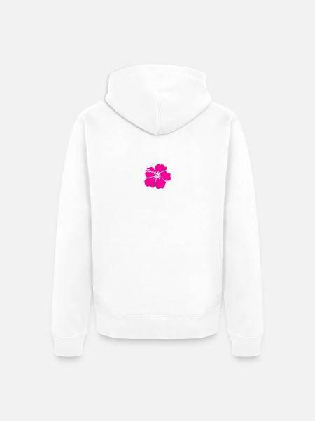 Vibrant Hibiscus Flower Fuchsia Pink - Unisex Premium Organic Zip Hoodie - white