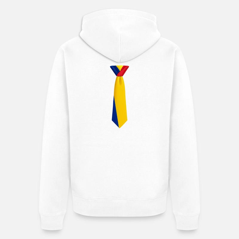 Cravate roumanie – Conception du drapeau - Veste à capuche bio Premium Unisexe - blanc