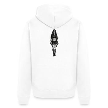 Krieger - Unisex Premium Bio Zip Hoodie - Weiß - Hinten - Thijin (182cm)