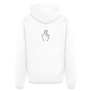 Cross Finger Gesture - Gen Z Heart - Unisex Premium Organic Zip Hoodie - white - Back - Thijin (182cm)