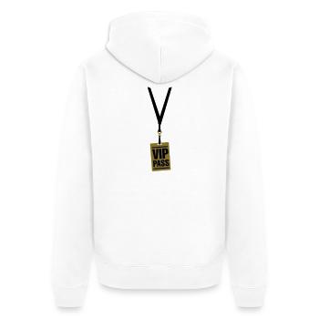 VIP-Pass - Unisex Premium Bio Zip Hoodie - Weiß - Hinten - Thijin (182cm)