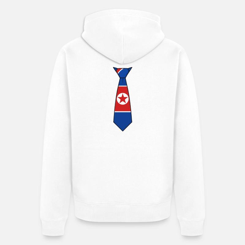 North Korea Tie – Flaggendesign - Unisex Premium Bio Zip Hoodie - Weiß