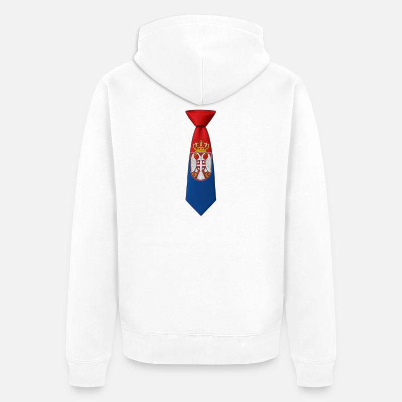 Cravate Serbie – Conception du drapeau - Veste à capuche bio Premium Unisexe - blanc