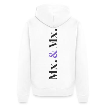 Conception de mariage en Mx. et Mx. en pile verticale de caractères - Veste à capuche bio Premium Unisexe - blanc - Dos - Thijin (182cm)