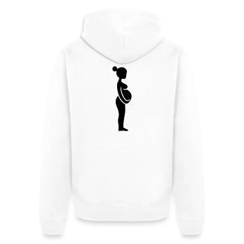 Schwangere Frau - Unisex Premium Bio Zip Hoodie - Weiß - Hinten - Thijin (182cm)