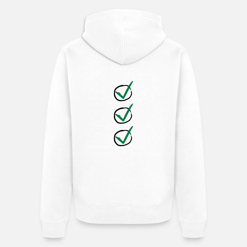 Three Checkmarks - Veste à capuche bio Premium Unisexe - blanc