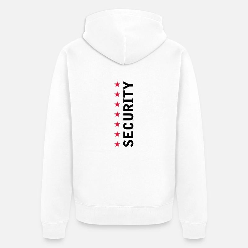 Security Text Logo - Veste à capuche bio Premium Unisexe - blanc
