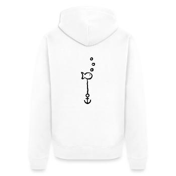 Fish with anchor - Unisex Premium Organic Zip Hoodie - white - Back - Thijin (182cm)