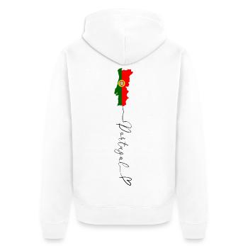 Portugal Flag Bandeira Nacional Green and Red - Unisex Premium Organic Zip Hoodie - white - Back - Thijin (182cm)