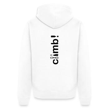 "climb" - Klettern! - Unisex Premium Bio Zip Hoodie - Weiß - Hinten - Thijin (182cm)