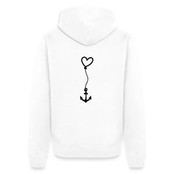 Anker mit Herz am Seil - Unisex Premium Bio Zip Hoodie - Weiß - Hinten - Thijin (182cm)