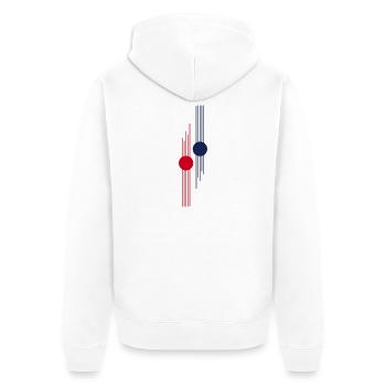 Impulsion géométrique rouge-bleu - Veste à capuche bio Premium Unisexe - blanc - Dos - Thijin (182cm)
