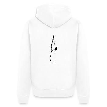 Kletterer beim Abseilen - Unisex Premium Bio Zip Hoodie - Weiß - Hinten - Thijin (182cm)
