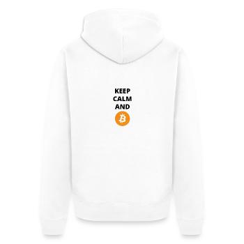 Bewahren Sie Ruhe und Bitcoin - Unisex Premium Bio Zip Hoodie - Weiß - Hinten - Thijin (182cm)