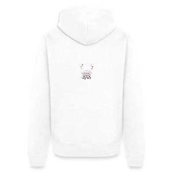 Voiture de mariage avec bulle de dialogue en rose - Veste à capuche bio Premium Unisexe - blanc - Dos - Thijin (182cm)