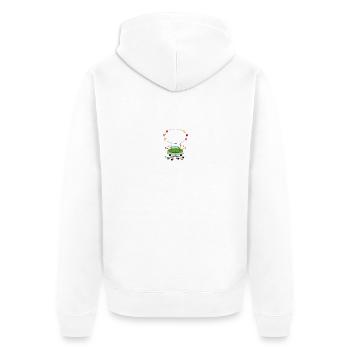Hochzeitsauto mit Sprechblase in Grün - Unisex Premium Bio Zip Hoodie - Weiß - Hinten - Thijin (182cm)