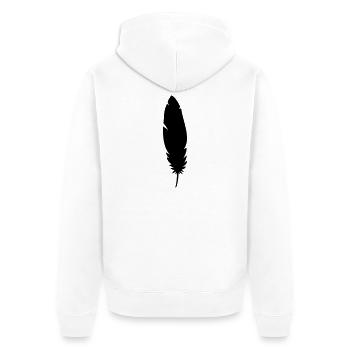 feder  - Unisex Premium Bio Zip Hoodie - Weiß - Hinten - Thijin (182cm)