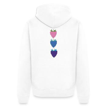 himbeeren dreifarbig - Unisex Premium Bio Zip Hoodie - Weiß - Hinten - Thijin (182cm)