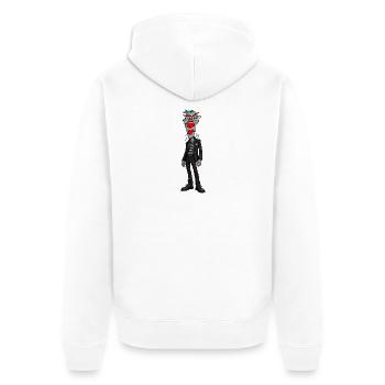 Abstrakte Maskenheld im Punklook - Unisex Premium Bio Zip Hoodie - Weiß - Hinten - Thijin (182cm)