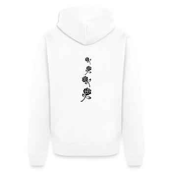 Rosenranke2 - Unisex Premium Bio Zip Hoodie - Weiß - Hinten - Thijin (182cm)