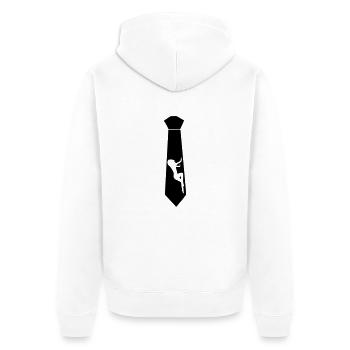 Krawatte - Unisex Premium Bio Zip Hoodie - Weiß - Hinten - Thijin (182cm)