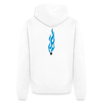 flammen - Unisex Premium Bio Zip Hoodie - Weiß - Hinten - Thijin (182cm)
