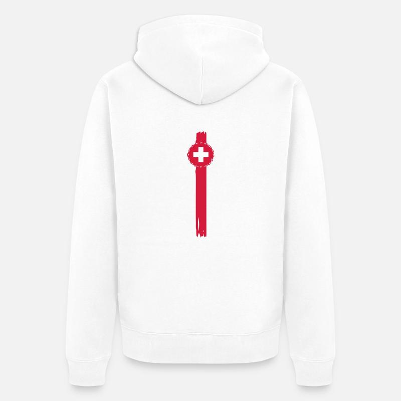 scheizer Kreuz anstecker - Unisex Premium Bio Zip Hoodie - Weiß