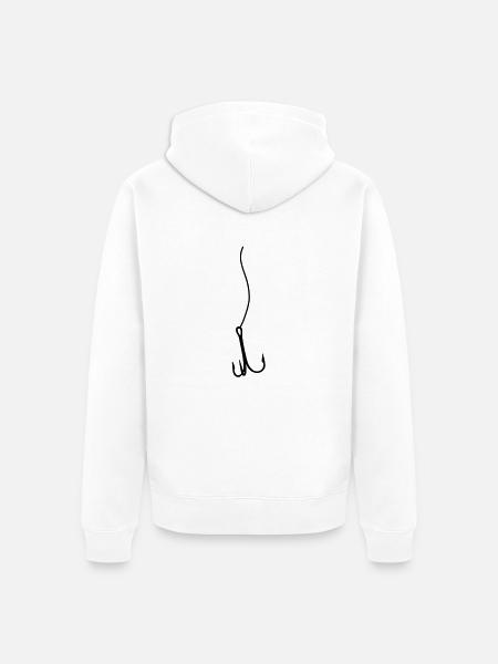 Angelhaken Angeln - Unisex Premium Bio Zip Hoodie - Weiß