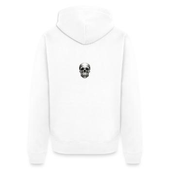 Totenkopf Handgezeichnet - Unisex Premium Bio Zip Hoodie - Weiß - Hinten - Thijin (182cm)