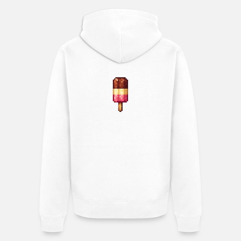 Retro Pixel Eis am Stiel - Unisex Premium Bio Zip Hoodie - Weiß