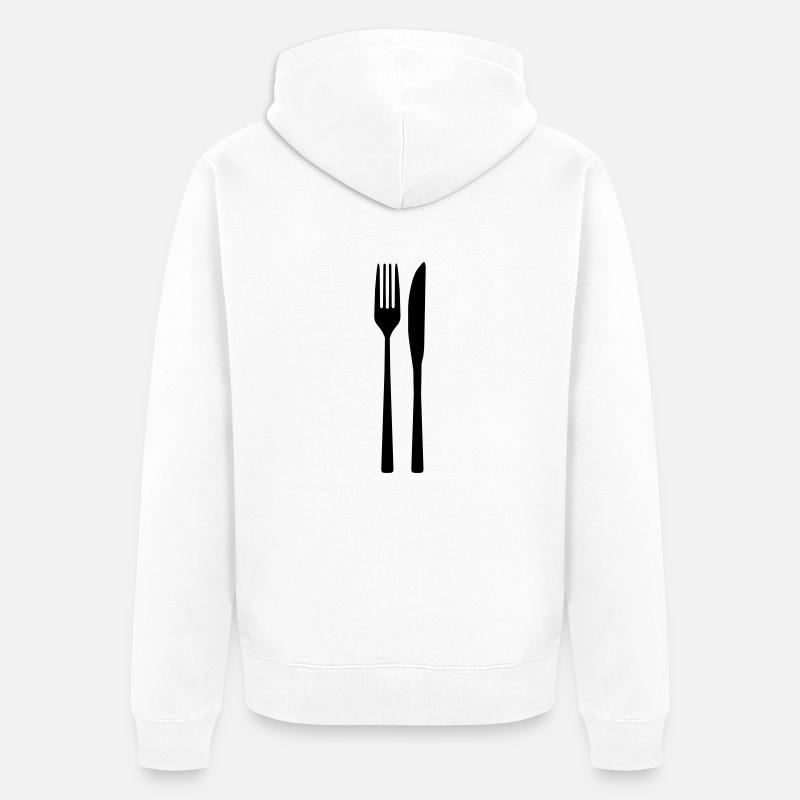 Couteau fourchette - fourchette cuillère - Veste à capuche bio Premium Unisexe - blanc