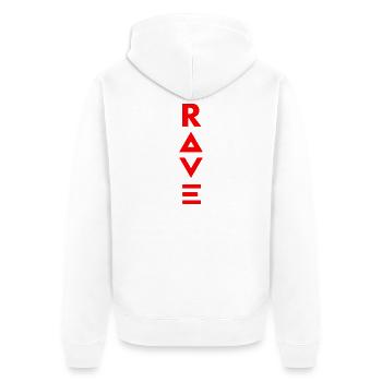 Rave - Unisex Premium Bio Zip Hoodie - Weiß - Hinten - Thijin (182cm)