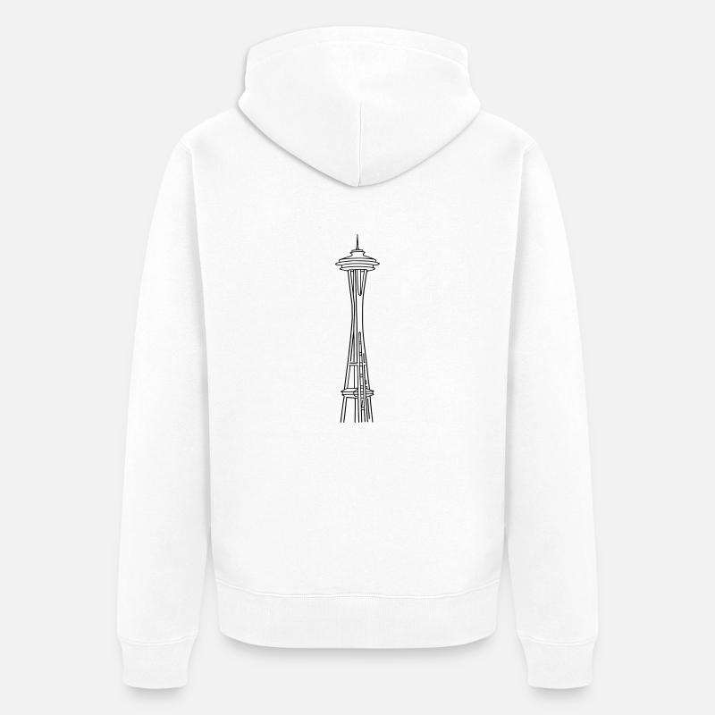 „Space Needle" à Seattle - Veste à capuche bio Premium Unisexe - blanc