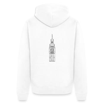 Big Ben LONDON - Unisex Premium Bio Zip Hoodie - Weiß - Hinten - Thijin (182cm)